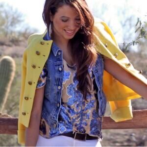 Tracy Reese Blue Sequin Top MEDIUM Cocktail Party Glam Maximalist $79 NEW